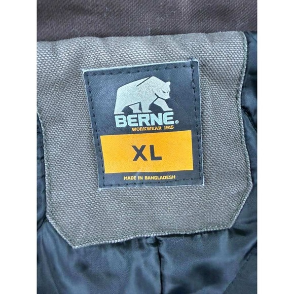 Berne Chore Coat Jacket Men XL Brown Highland Washed Duck Canvas Quilt CH377OD - Picture 4 of 14